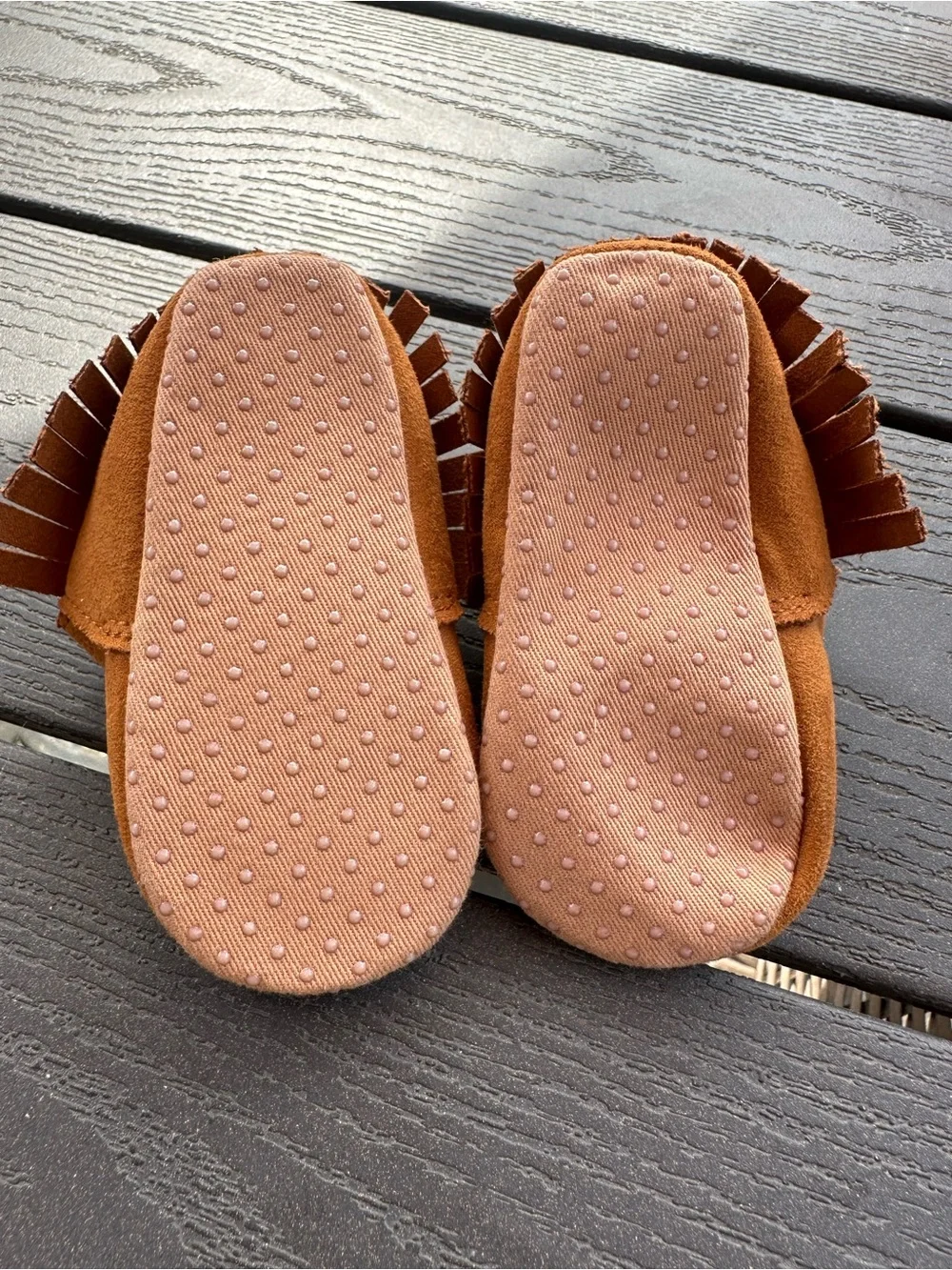 Old Navy Kids Faux-Suede Fringe Moccasins - Chestnut Brown Size 6-12 months